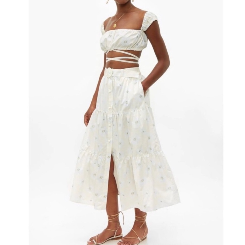 Solid & Striped Tiered Button Up Floral Cotton Sk… - image 2